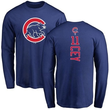 Men's Chicago Cubs Ron Cey ＃11 Backer Long Sleeve T-Shirt - Royal