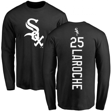 Men's Chicago White Sox Adam LaRoche ＃25 Backer Long Sleeve T-Shirt - Black