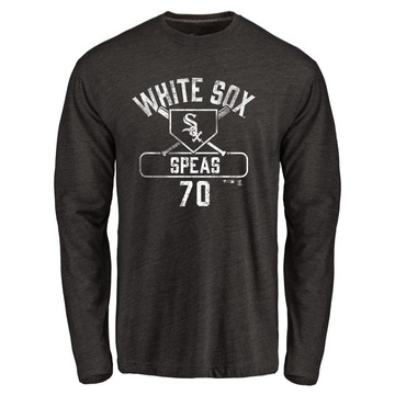 Men's Chicago White Sox Alex Speas ＃70 Base Runner Long Sleeve T-Shirt - Black