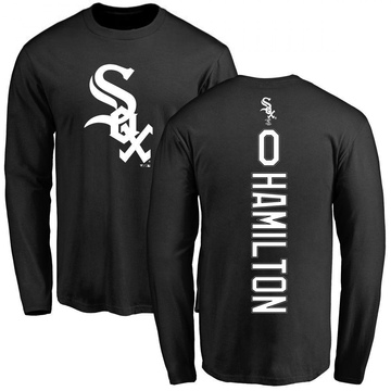 Men's Chicago White Sox Billy Hamilton ＃0 Backer Long Sleeve T-Shirt - Black