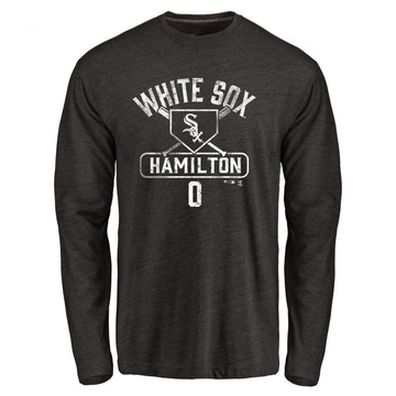 Men's Chicago White Sox Billy Hamilton ＃0 Base Runner Long Sleeve T-Shirt - Black