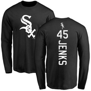 Men's Chicago White Sox Bobby Jenks ＃45 Backer Long Sleeve T-Shirt - Black