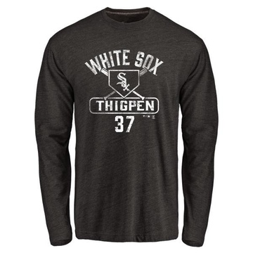 Men's Chicago White Sox Bobby Thigpen ＃37 Base Runner Long Sleeve T-Shirt - Black