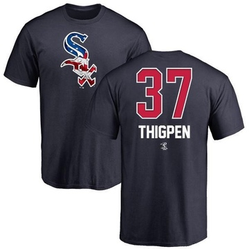 Men's Chicago White Sox Bobby Thigpen ＃37 Name and Number Banner Wave T-Shirt - Navy