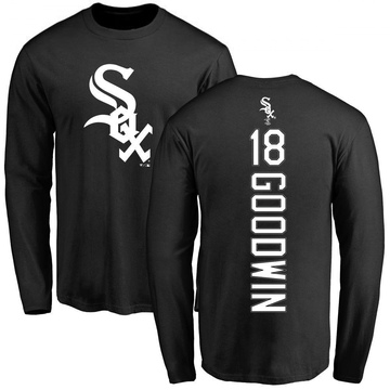 Men's Chicago White Sox Brian Goodwin ＃18 Backer Long Sleeve T-Shirt - Black