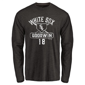 Men's Chicago White Sox Brian Goodwin ＃18 Base Runner Long Sleeve T-Shirt - Black