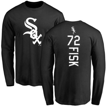 Men's Chicago White Sox Carlton Fisk ＃72 Backer Long Sleeve T-Shirt - Black