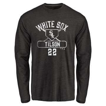 Men's Chicago White Sox Charlie Tilson ＃22 Base Runner Long Sleeve T-Shirt - Black