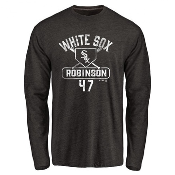 Men's Chicago White Sox Chuckie Robinson ＃47 Base Runner Long Sleeve T-Shirt - Black