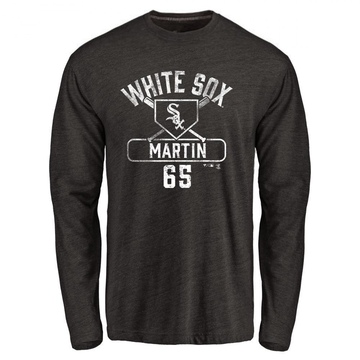 Men's Chicago White Sox Davis Martin ＃65 Base Runner Long Sleeve T-Shirt - Black