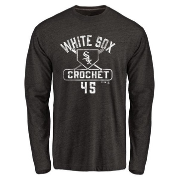 Men's Chicago White Sox Garrett Crochet ＃45 Base Runner Long Sleeve T-Shirt - Black