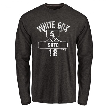 Men's Chicago White Sox Geovany Soto ＃18 Base Runner Long Sleeve T-Shirt - Black