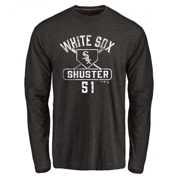 Men's Chicago White Sox Jared Shuster ＃51 Base Runner Long Sleeve T-Shirt - Black