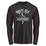 Men's Chicago White Sox Jeff Keppinger ＃7 Base Runner Long Sleeve T-Shirt - Black