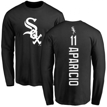 Men's Chicago White Sox Luis Aparicio ＃11 Backer Long Sleeve T-Shirt - Black