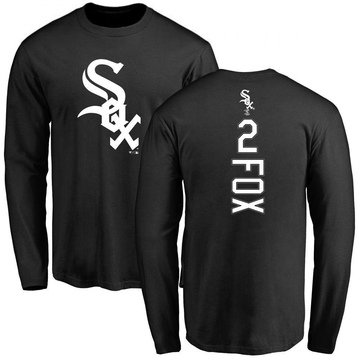 Men's Chicago White Sox Nellie Fox ＃2 Backer Long Sleeve T-Shirt - Black