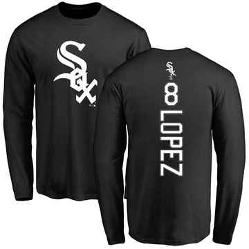 Men's Chicago White Sox Nicky Lopez ＃8 Backer Long Sleeve T-Shirt - Black