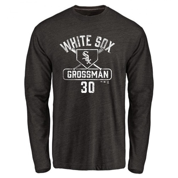 Men's Chicago White Sox Robbie Grossman ＃30 Base Runner Long Sleeve T-Shirt - Black