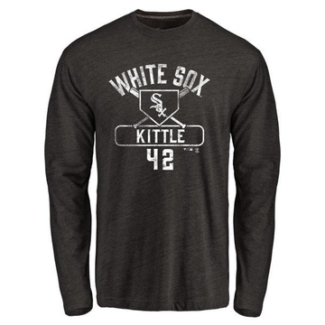 Men's Chicago White Sox Ron Kittle ＃42 Base Runner Long Sleeve T-Shirt - Black