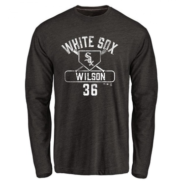 Men's Chicago White Sox Steven Wilson ＃36 Base Runner Long Sleeve T-Shirt - Black