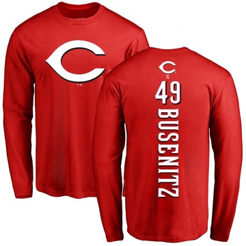 Men's Cincinnati Reds Alan Busenitz ＃49 Backer Long Sleeve T-Shirt - Red