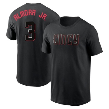 Men's Cincinnati Reds Albert Almora Jr. ＃3 2023 City Connect Name & Number T-Shirt - Black