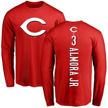 Men's Cincinnati Reds Albert Almora Jr. ＃3 Backer Long Sleeve T-Shirt - Red