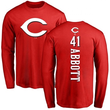 Men's Cincinnati Reds Andrew Abbott ＃41 Backer Long Sleeve T-Shirt - Red