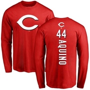 Men's Cincinnati Reds Aristides Aquino ＃44 Backer Long Sleeve T-Shirt - Red