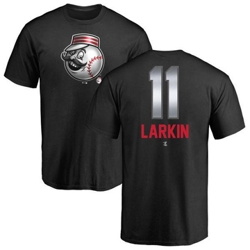 Men's Cincinnati Reds Barry Larkin ＃11 Midnight Mascot T-Shirt - Black