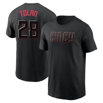 Men's Cincinnati Reds Bobby Tolan ＃28 2023 City Connect Name & Number T-Shirt - Black
