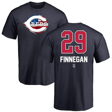 Men's Cincinnati Reds Brandon Finnegan ＃29 Name and Number Banner Wave T-Shirt - Navy