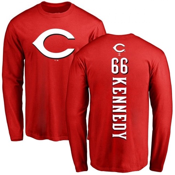 Men's Cincinnati Reds Brett Kennedy ＃66 Backer Long Sleeve T-Shirt - Red