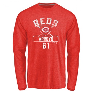 Men's Cincinnati Reds Bronson Arroyo ＃61 Base Runner Long Sleeve T-Shirt - Red