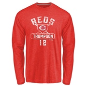 Men's Cincinnati Reds Bubba Thompson ＃12 Base Runner Long Sleeve T-Shirt - Red