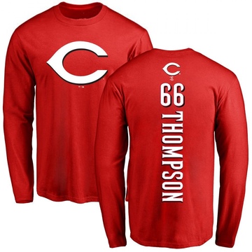 Men's Cincinnati Reds Bubba Thompson ＃66 Backer Long Sleeve T-Shirt - Red