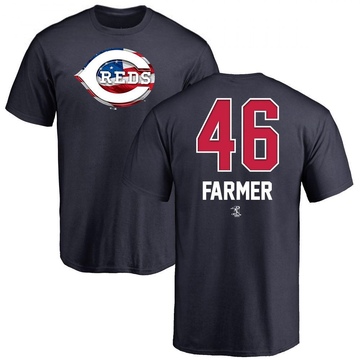 Men's Cincinnati Reds Buck Farmer ＃46 Name and Number Banner Wave T-Shirt - Navy