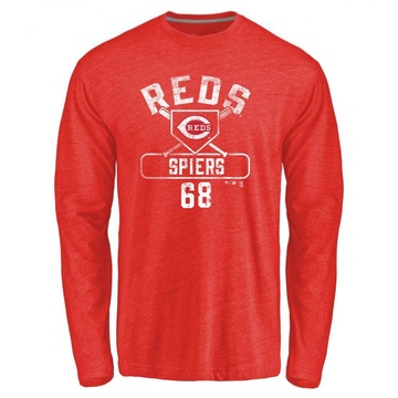 Men's Cincinnati Reds Carson Spiers ＃68 Base Runner Long Sleeve T-Shirt - Red