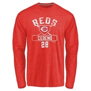 Men's Cincinnati Reds Cesar Cedeno ＃28 Base Runner Long Sleeve T-Shirt - Red