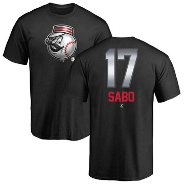 Men's Cincinnati Reds Chris Sabo ＃17 Midnight Mascot T-Shirt - Black