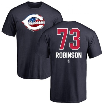 Men's Cincinnati Reds Chuckie Robinson ＃73 Name and Number Banner Wave T-Shirt - Navy