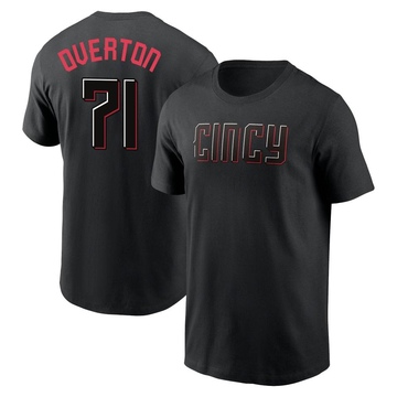 Men's Cincinnati Reds Connor Overton ＃71 2023 City Connect Name & Number T-Shirt - Black