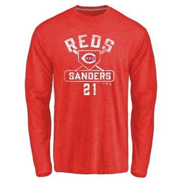 Men's Cincinnati Reds Deion Sanders ＃21 Base Runner Long Sleeve T-Shirt - Red