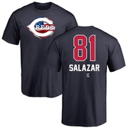 Men's Cincinnati Reds Eduardo Salazar ＃81 Name and Number Banner Wave T-Shirt - Navy