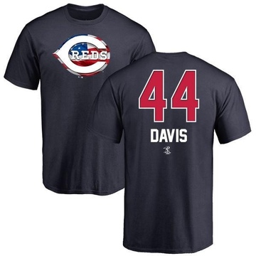 Men's Cincinnati Reds Eric Davis ＃44 Name and Number Banner Wave T-Shirt - Navy