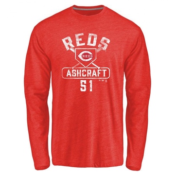 Men's Cincinnati Reds Graham Ashcraft ＃51 Base Runner Long Sleeve T-Shirt - Red