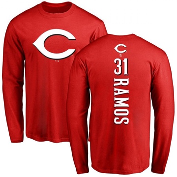 Men's Cincinnati Reds Henry Ramos ＃31 Backer Long Sleeve T-Shirt - Red