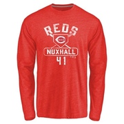 Men's Cincinnati Reds Joe Nuxhall ＃41 Base Runner Long Sleeve T-Shirt - Red