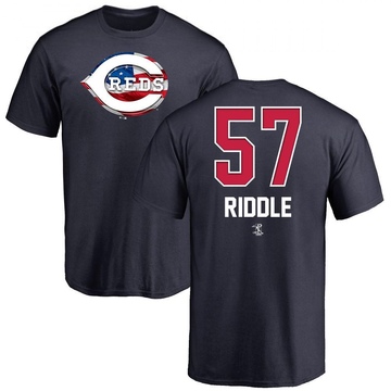 Men's Cincinnati Reds JT Riddle ＃57 Name and Number Banner Wave T-Shirt - Navy