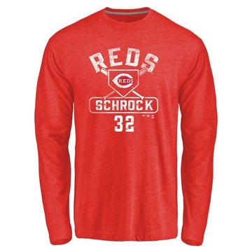 Men's Cincinnati Reds Max Schrock ＃32 Base Runner Long Sleeve T-Shirt - Red